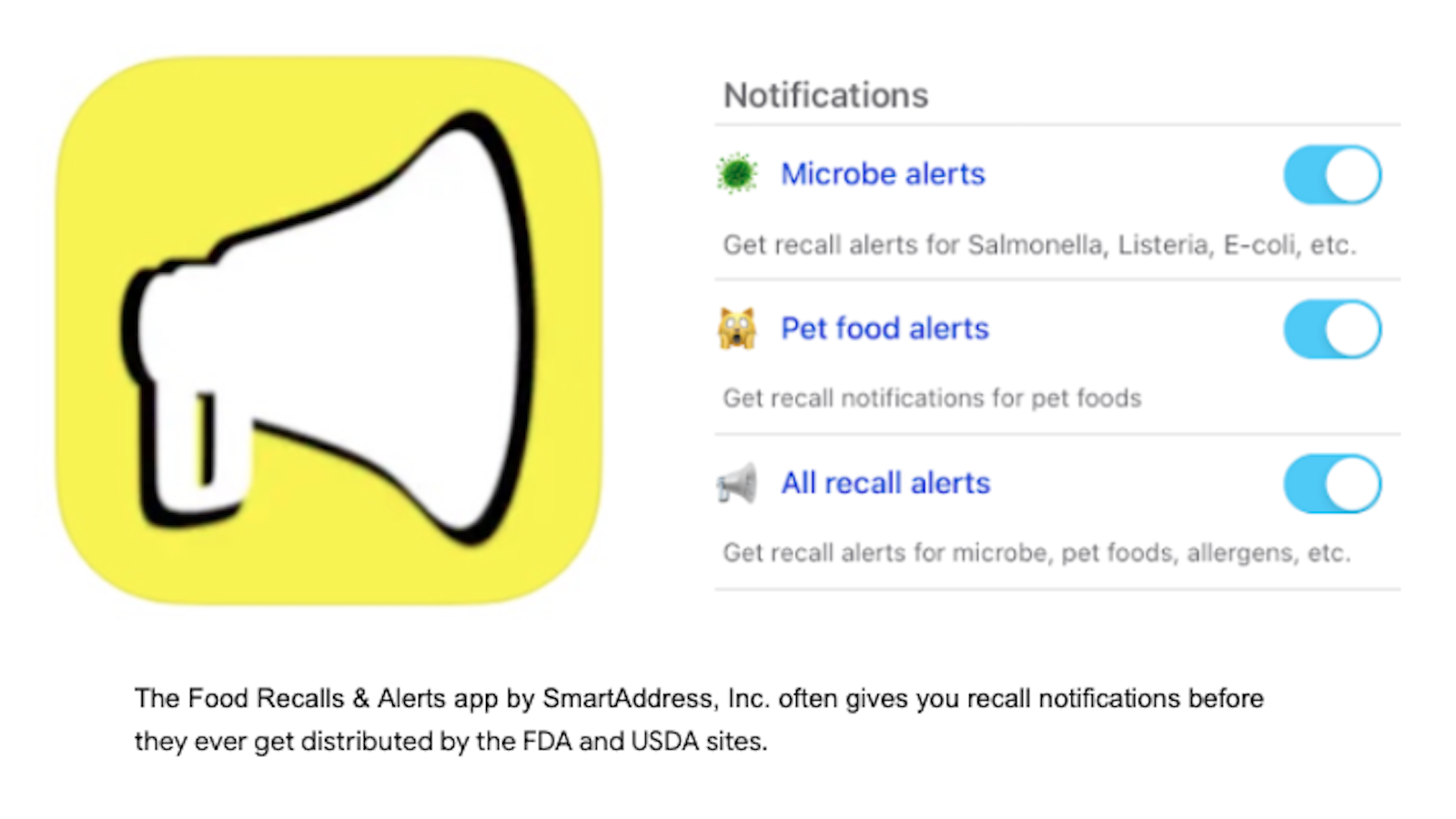 Food recalls app