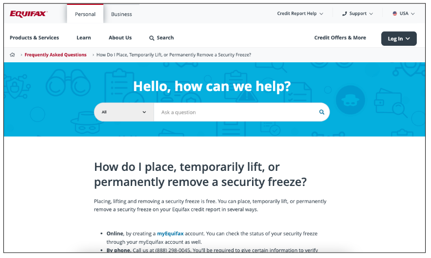 Equifax step 1